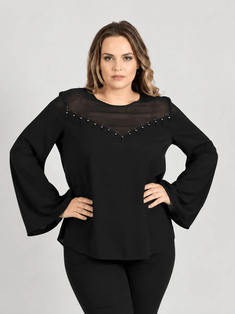 Zinzane, Blusa Decote v Detalhe Cruzado - Preto