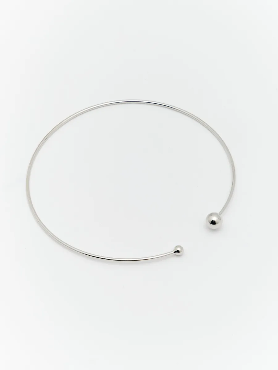 Zinzane, Colar Choker Esfera Dupla - Niquel