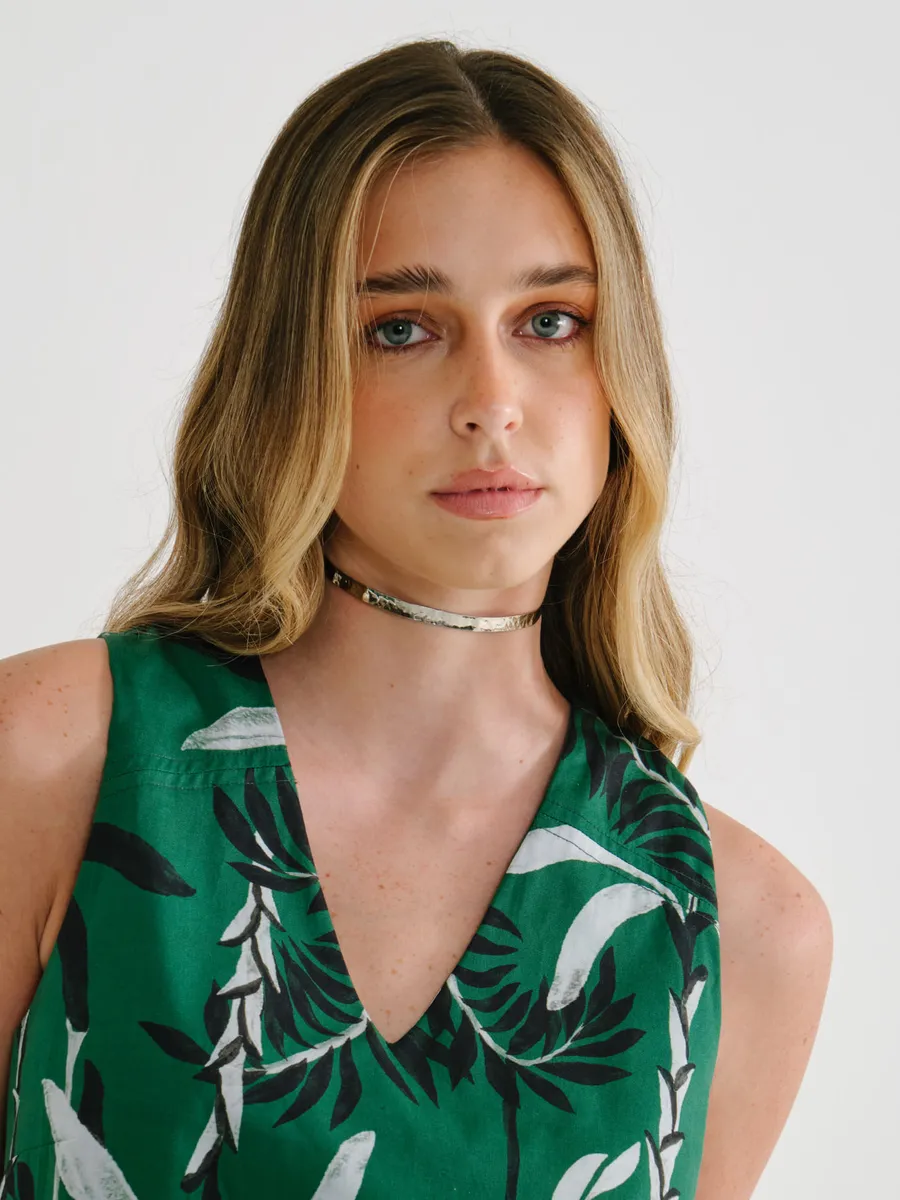 Zinzane, Colar Chocker Martelado Fino - Niquel