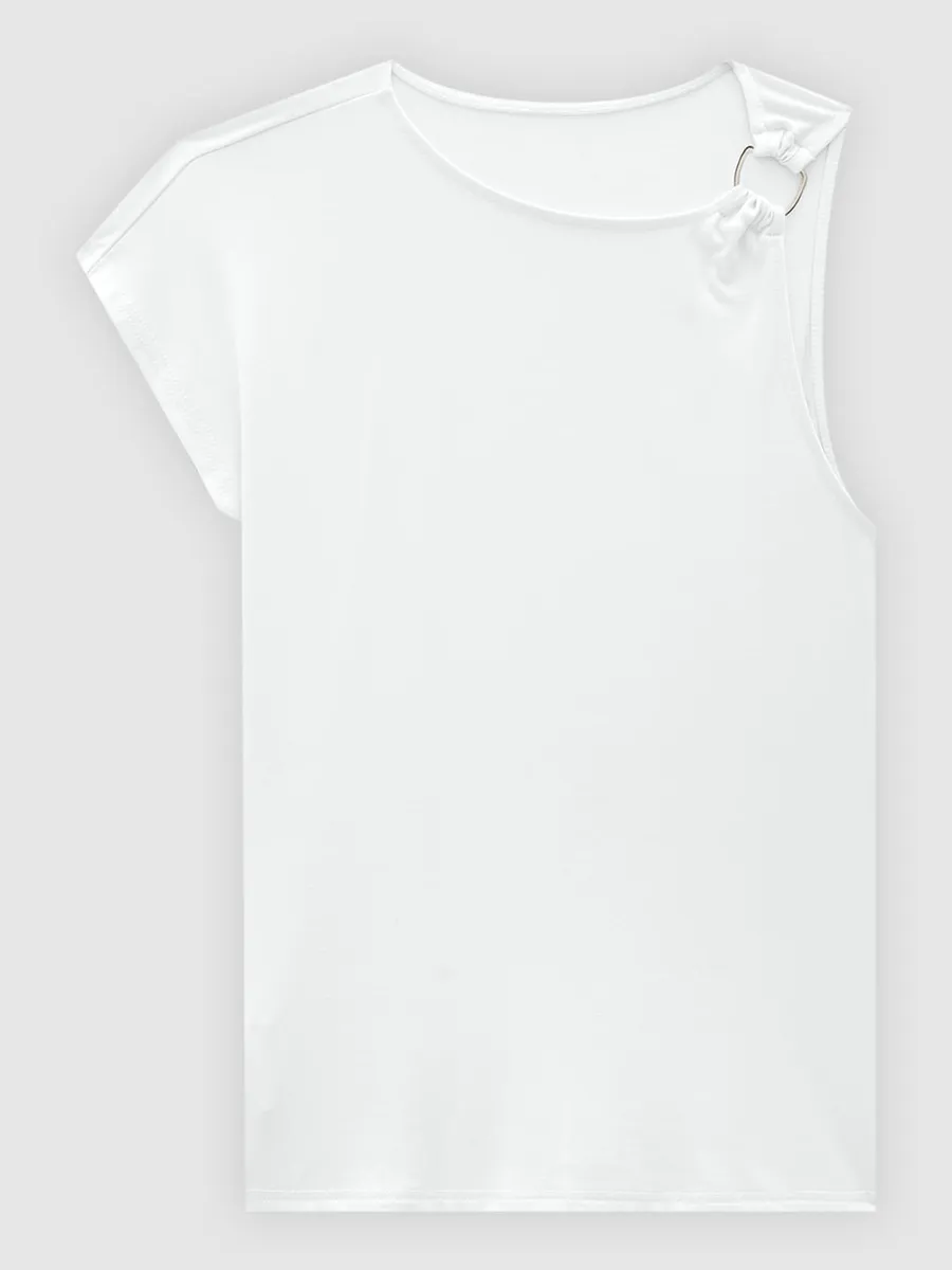 Enfim, Blusa Feminina Assimétrica Argola Frontal Em Viscose Stretch - ENFIM