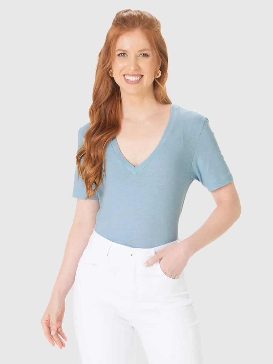 Malwee, Blusa Básica Feminina Decote V Manga Curta Em Malha Linho