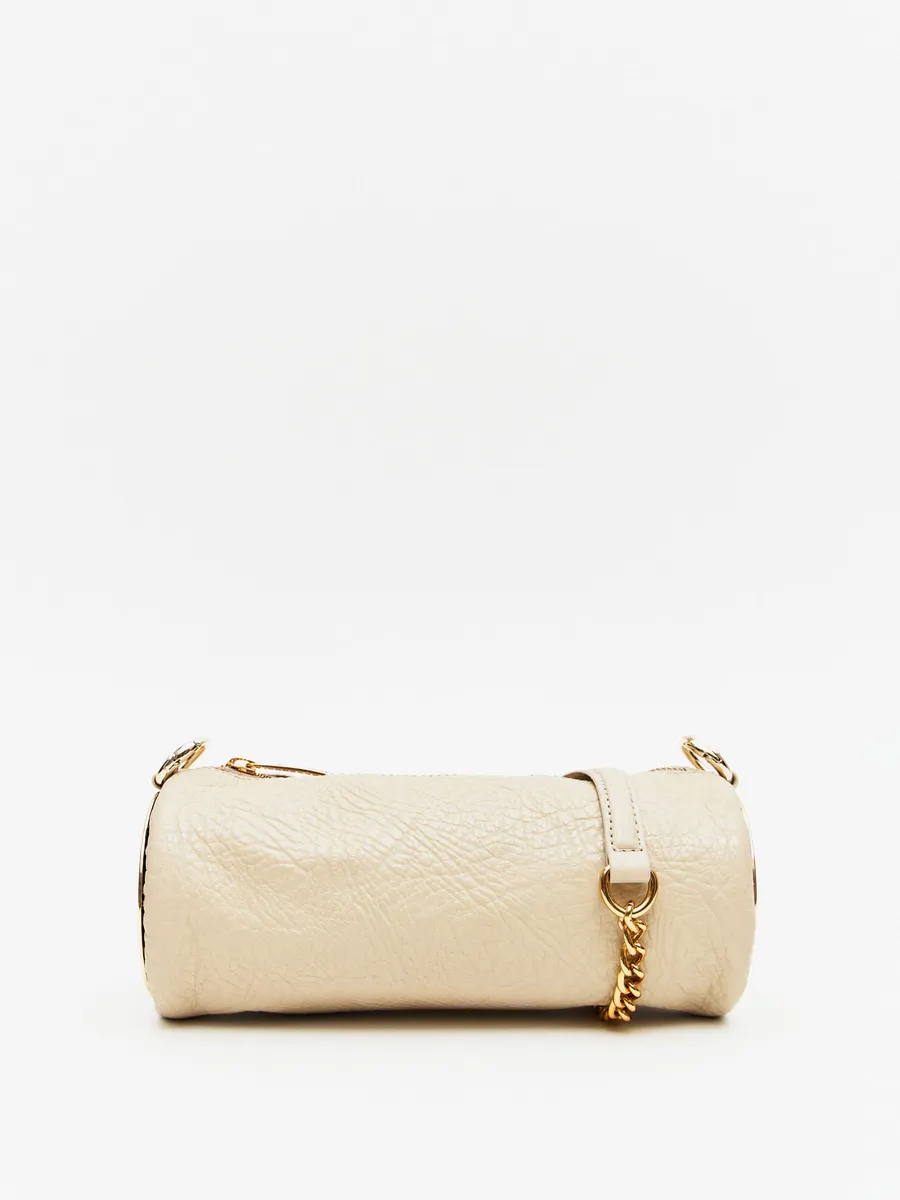 Lança Perfume, Bolsa Shoulder Couro Com Metal Lateral