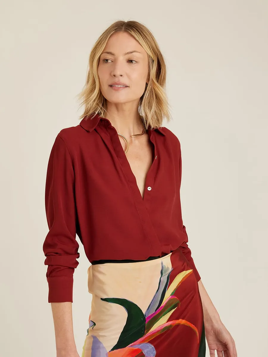 Lenny Niemeyer, Camisa Clássica Crepe Canela