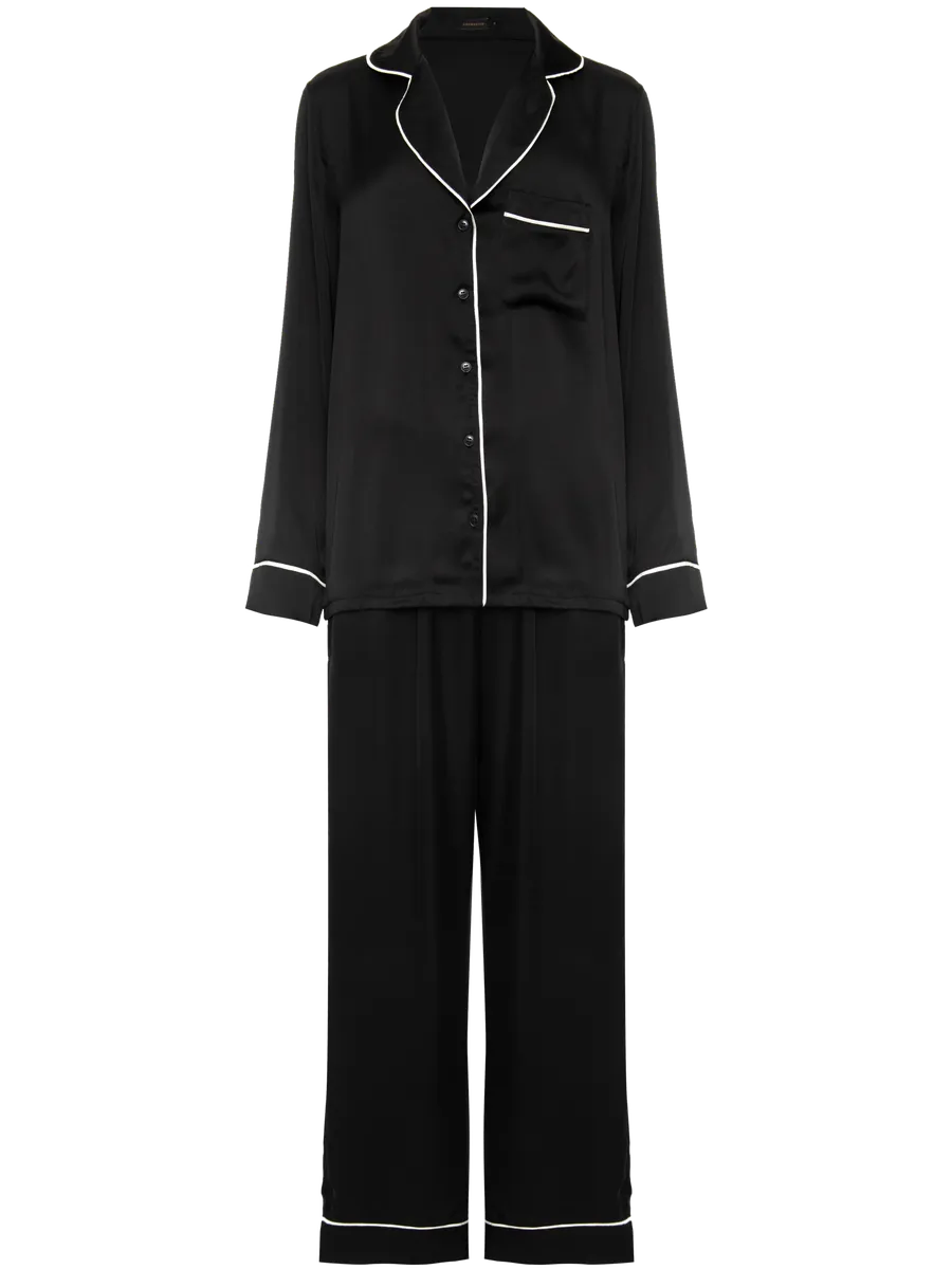 Loungerie, Pijama Longo Cetim Angelina Preto