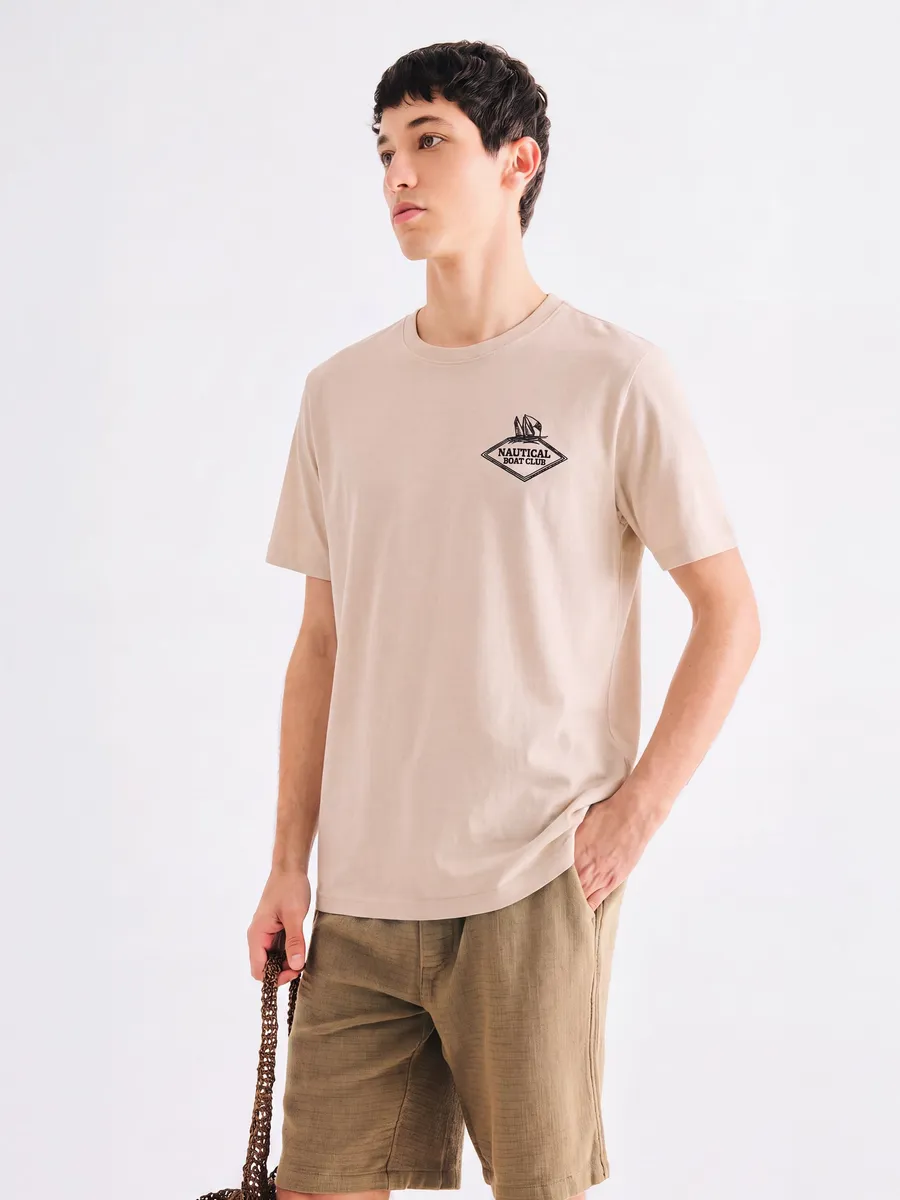 Hering Adulto, Camiseta Masculina Manga Curta Com Estampa - Creme