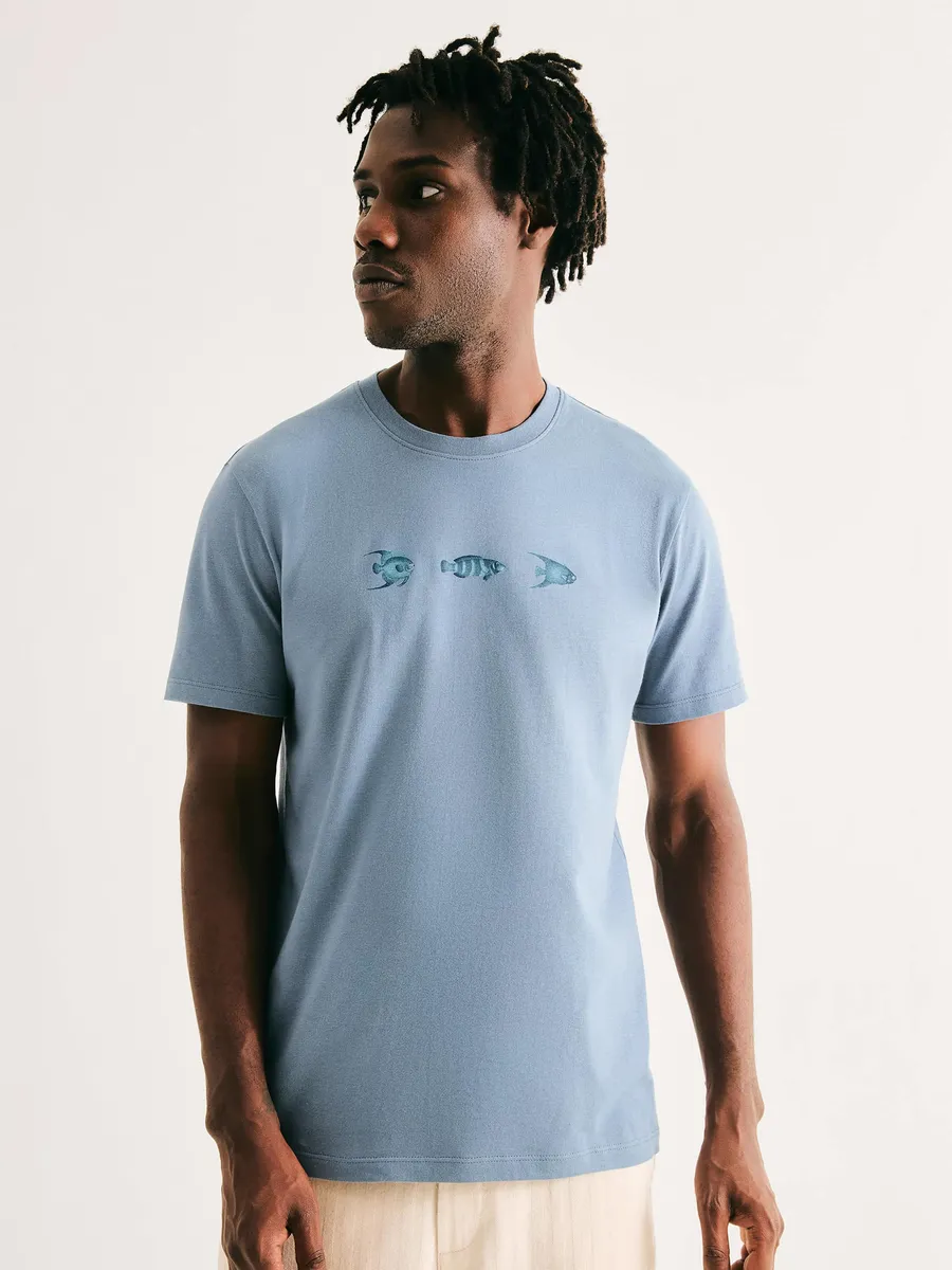 Hering Adulto, Camiseta Masculina Manga Curta Com Estampa - Azul