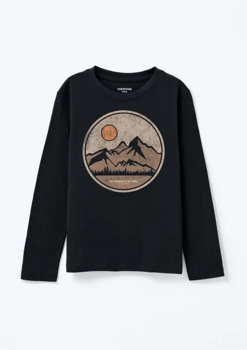 Hering Kids, Camiseta Infantil Menino Manga Longa Com Estampa Hering Kids - Preto