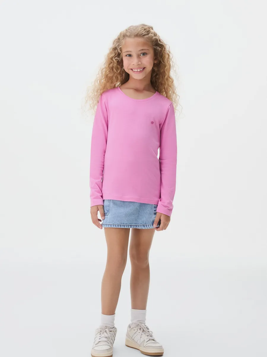 Hering Kids, Blusa Básica Infantil Menina Manga Longa Com Patch Hering Kids - Rosa