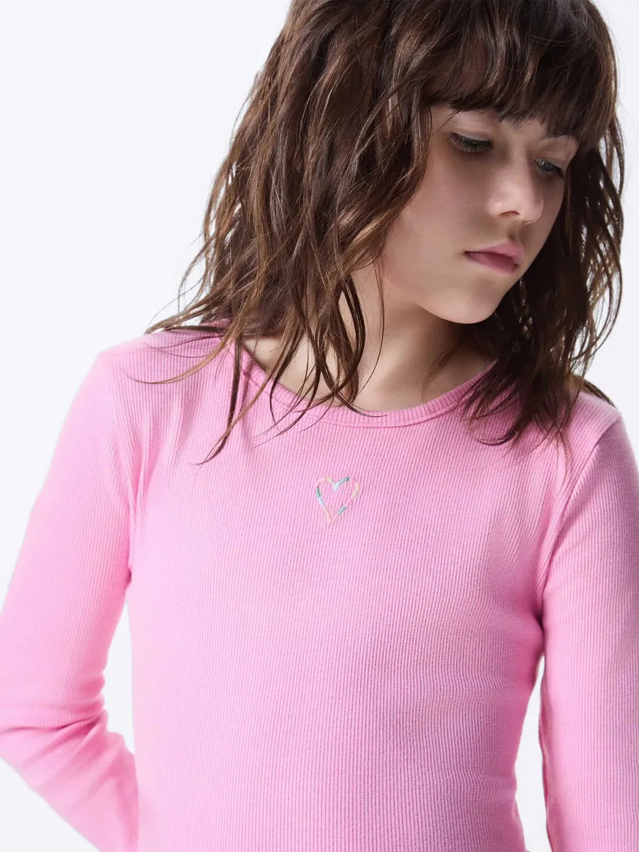 Hering Kids, Blusa Manga Longa Infantil Menina Em Ribana - Rosa