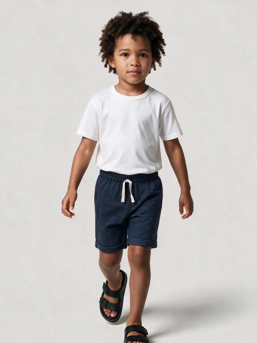 Hering Kids, Bermuda Infantil Menino Em Malha Texturizada - Azul