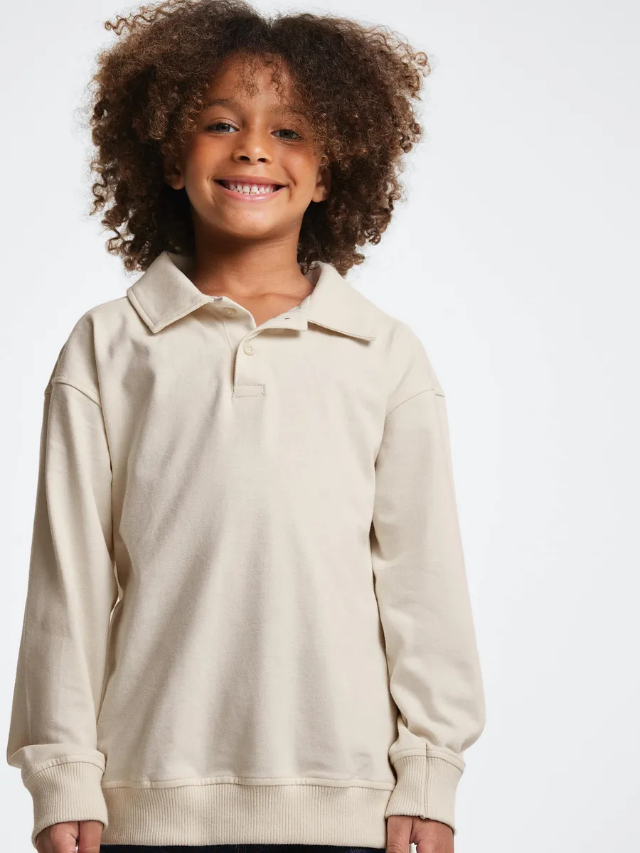 Hering Kids, Camisa Polo Infantil Menino Manga Longa Super Cotton - Creme