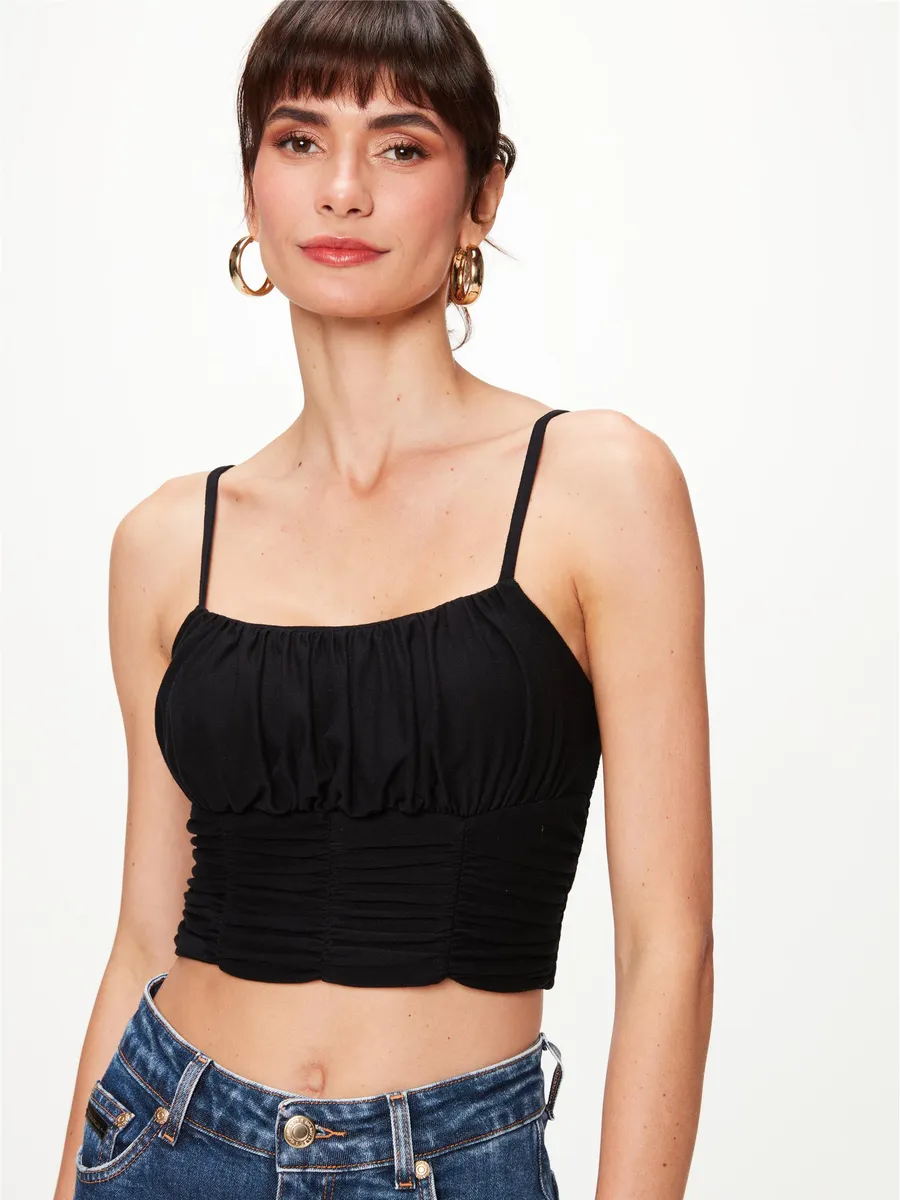 Damyller, Blusa Cropped Franzida e Drapeada