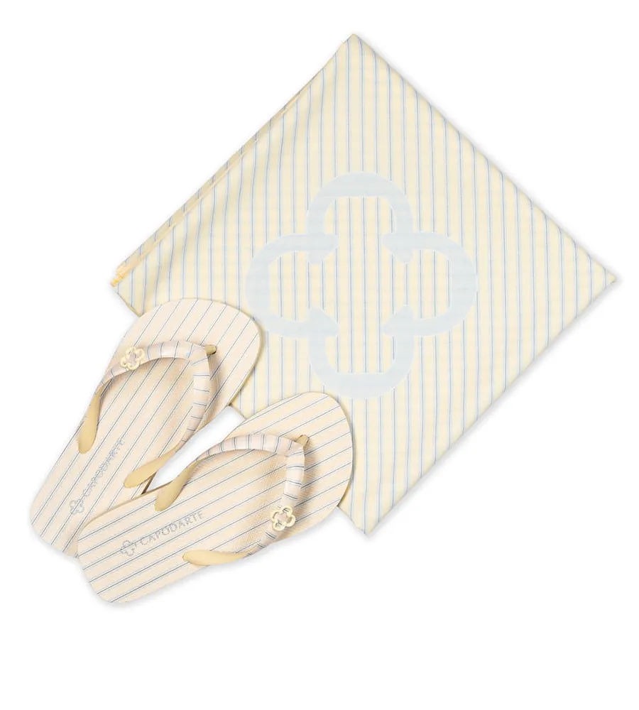 Capodarte, Kit Chinelo De Dedo Infantil Creme Brulle + Bolsa de Lenço