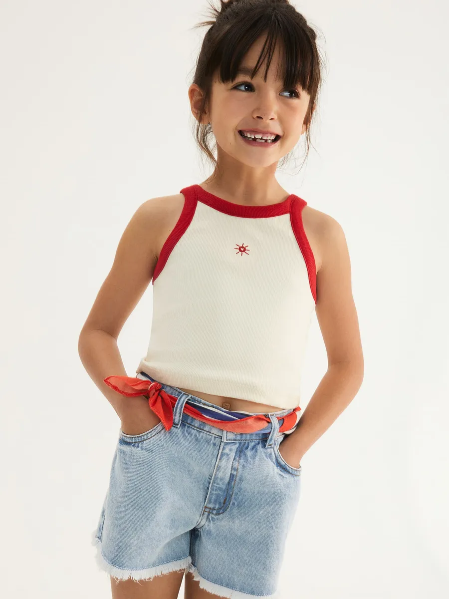 Hering Kids, Shorts Jeans Infantil Menina Barra Desfiada - Azul