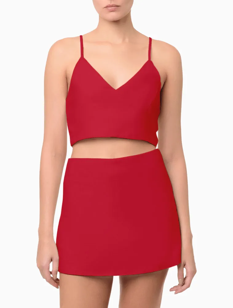 Calvin Klein Jeans, Top Feminino Cropped Linho Calvin Klein Jeans - Vermelho