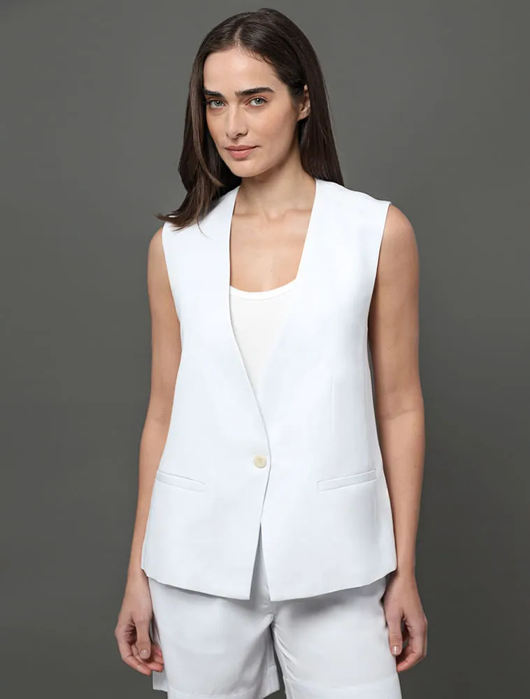 Calvin Klein Jeans, Colete Feminino Linho Misto Calvin Klein - Branco