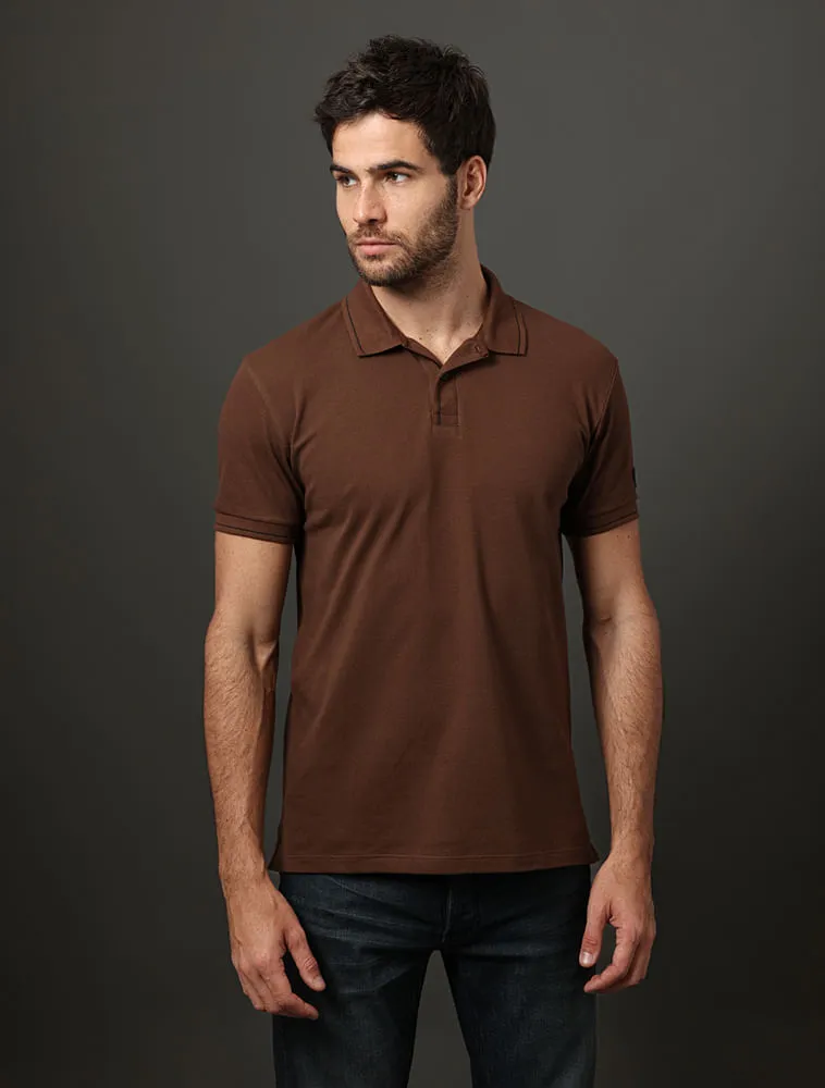 Calvin Klein Jeans, Polo Masculina Etiqueta Calvin Klein Jeans - Marrom