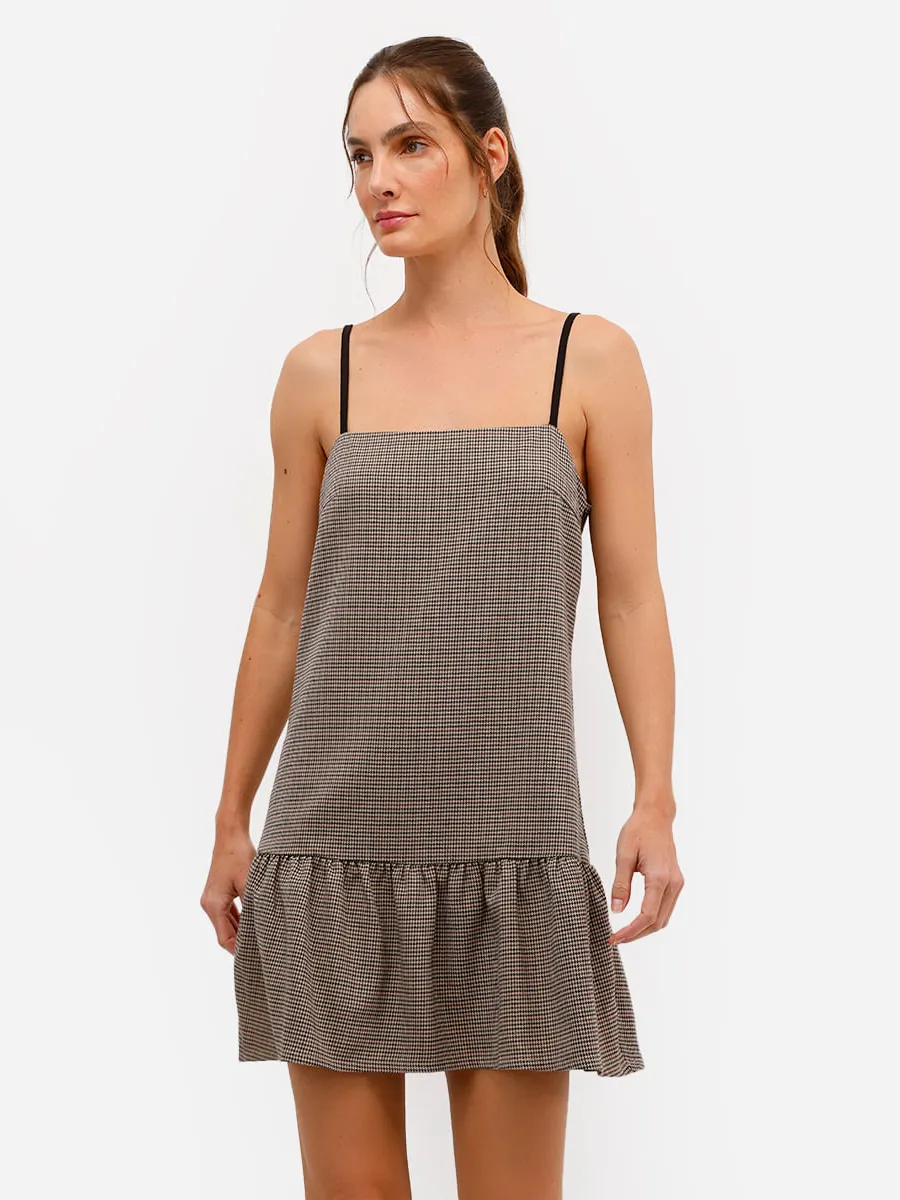 C&A, vestido curto alça fina feminino xadrez preto