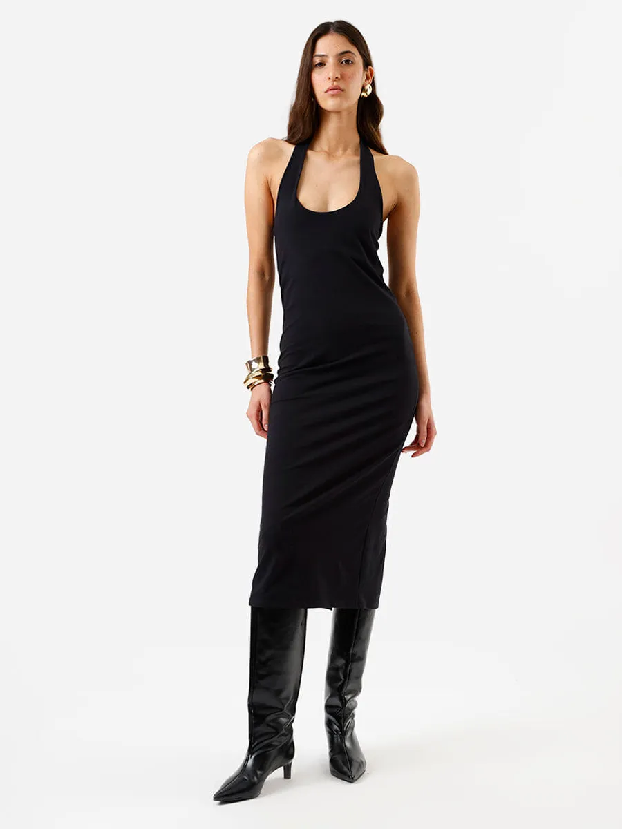 C&A, vestido feminino de malha halterneck preto