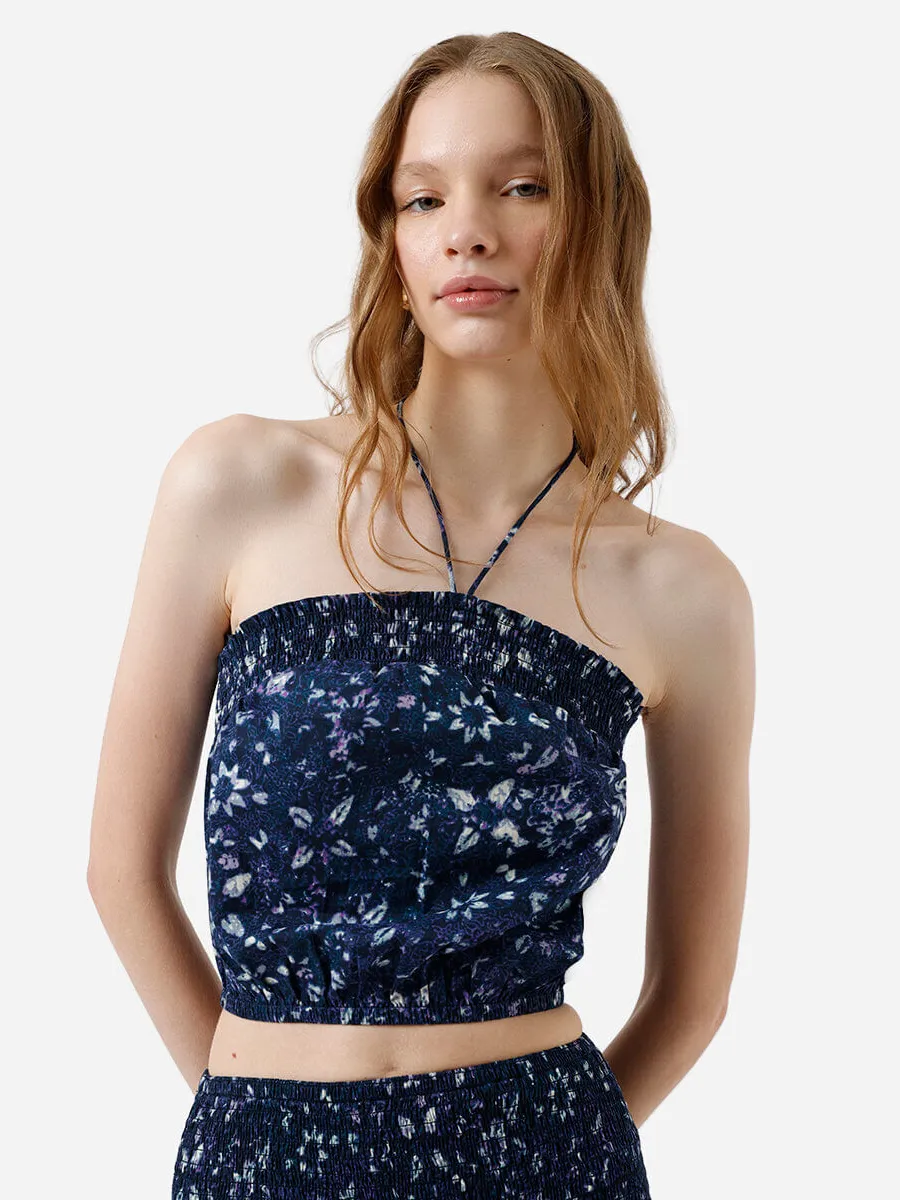 C&A, top sem alça feminino de algodão franzido azul