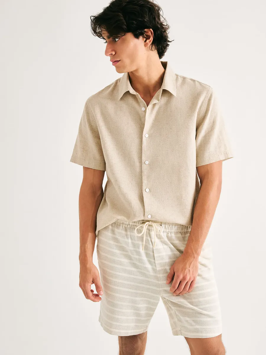 Hering Adulto, Bermuda Masculina Jogger Rústica Listrada - Caqui