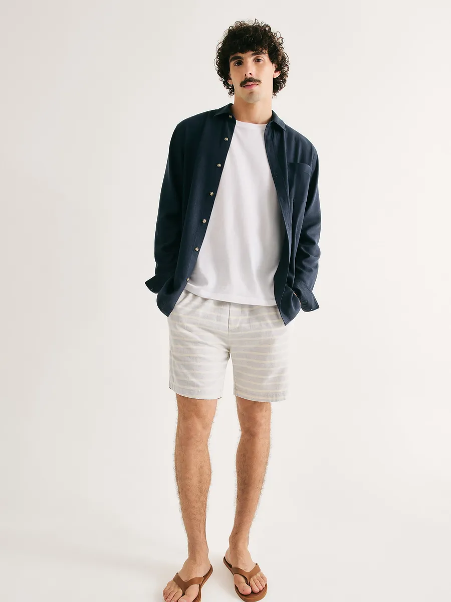 Hering Adulto, Bermuda Masculina Jogger Rústica Listrada - Azul