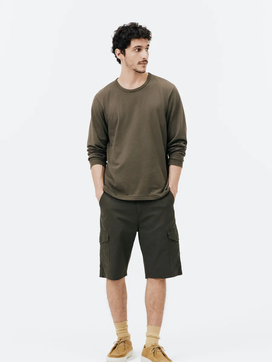Hering Adulto, Bermuda Básica Masculina Cargo Em Sarja - Verde