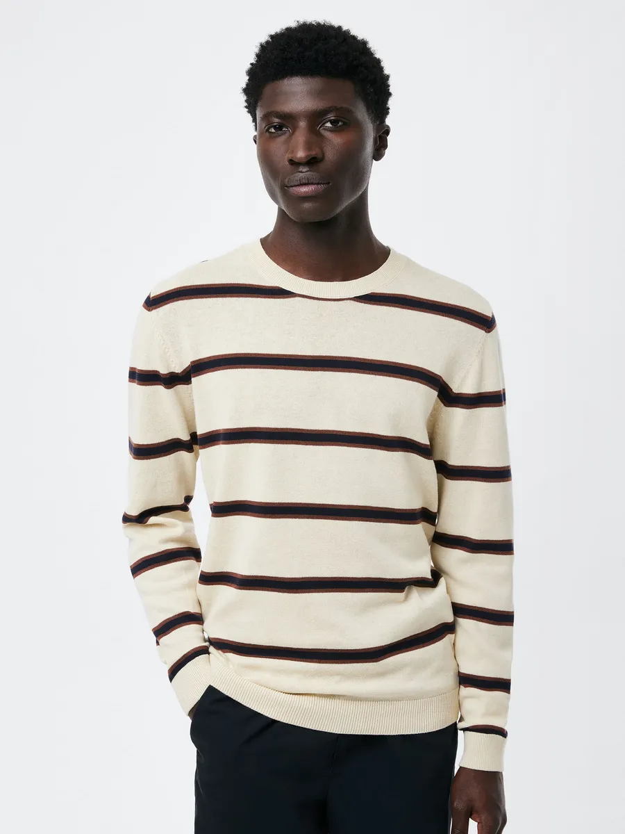 Hering Adulto, Blusão Básico Masculino Listrado Em Tricô - Off white