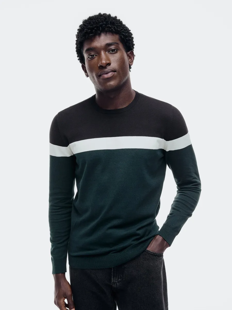 Hering Adulto, Blusão Masculino Listrado Em Tricô - Verde