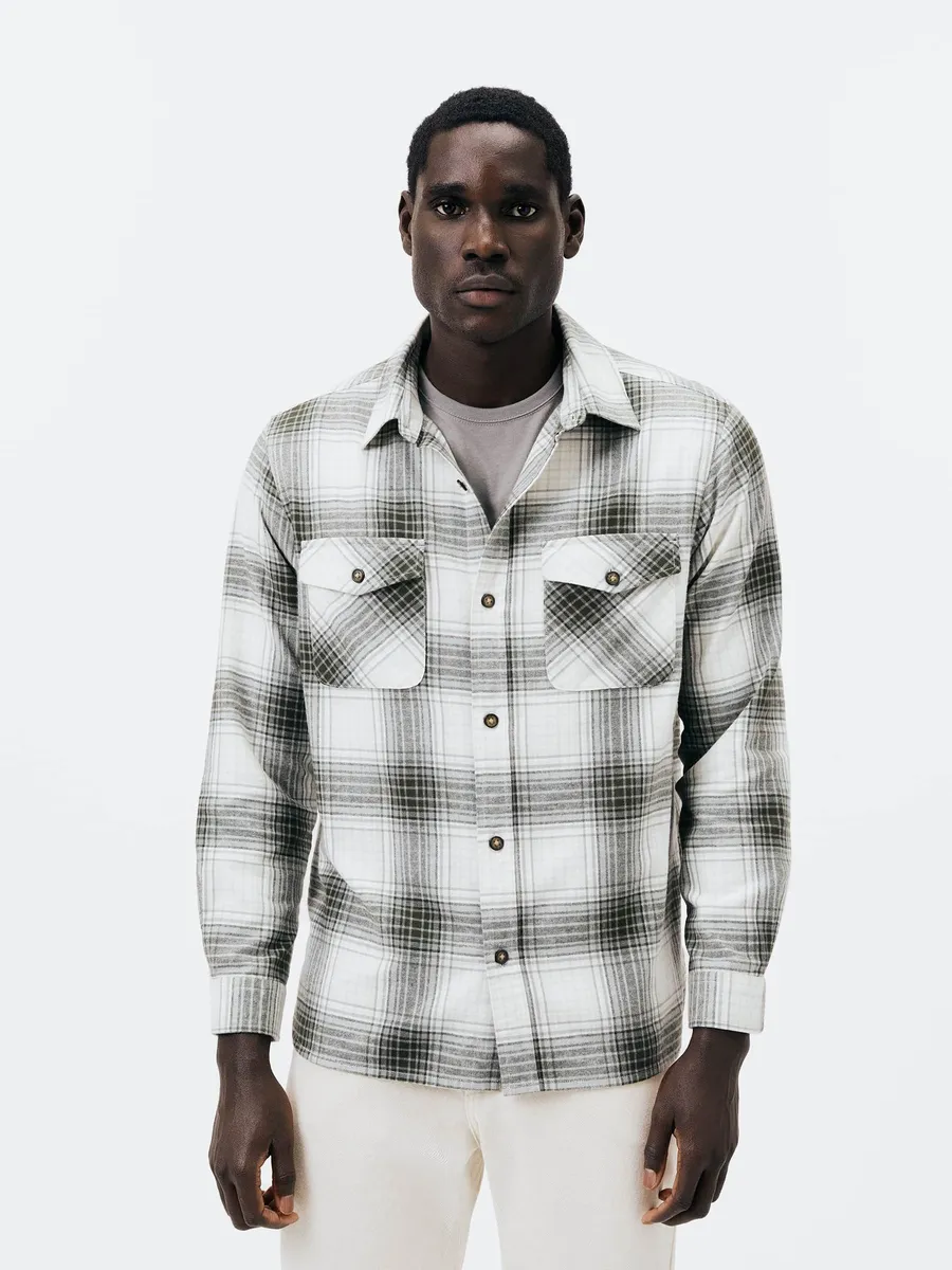 Hering Adulto, Camisa Masculina Comfort Xadrez Flanelada - Off white