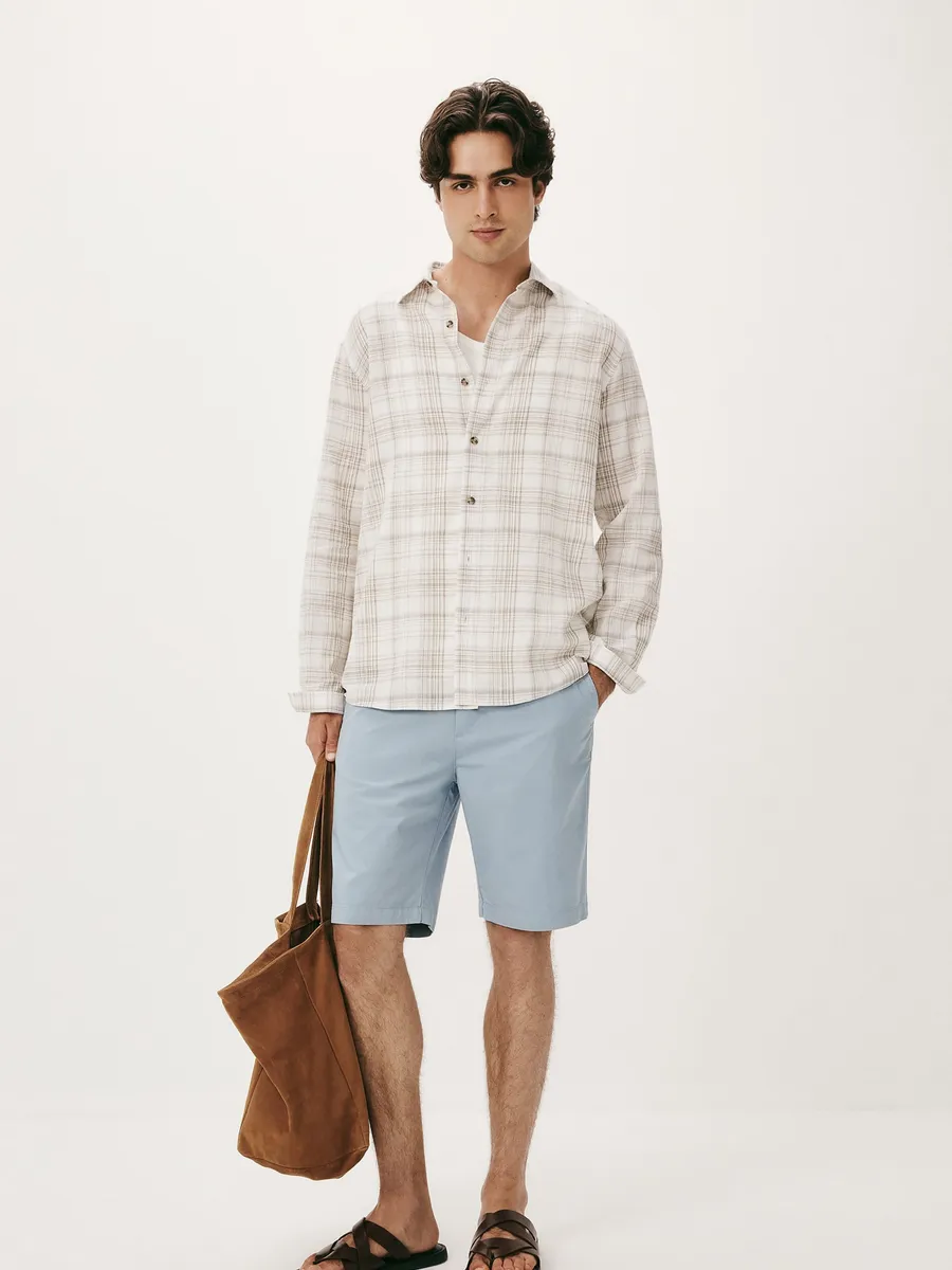 Hering Adulto, Bermuda Básica Masculina Chino Reta Em Sarja - Azul