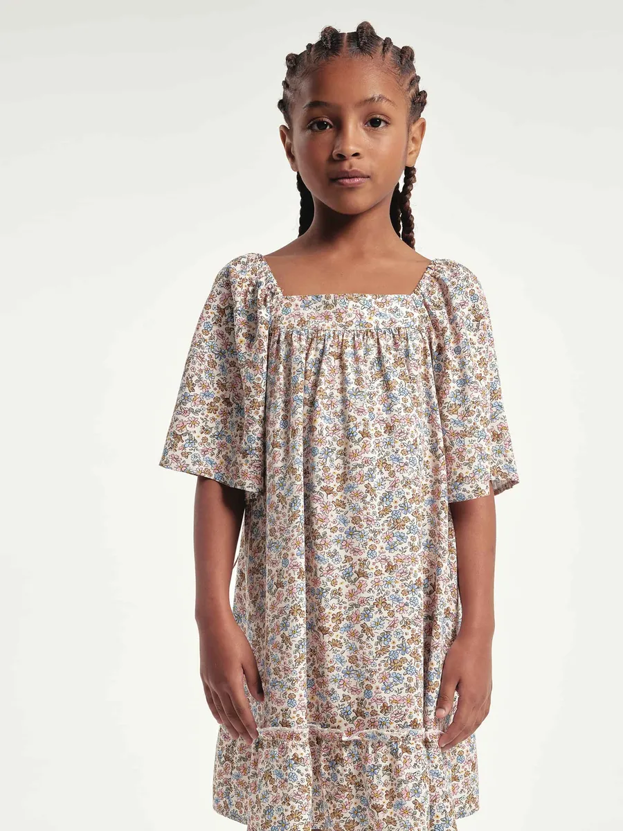 Hering Kids, Vestido Infantil Com Mangas Bufantes - Off white