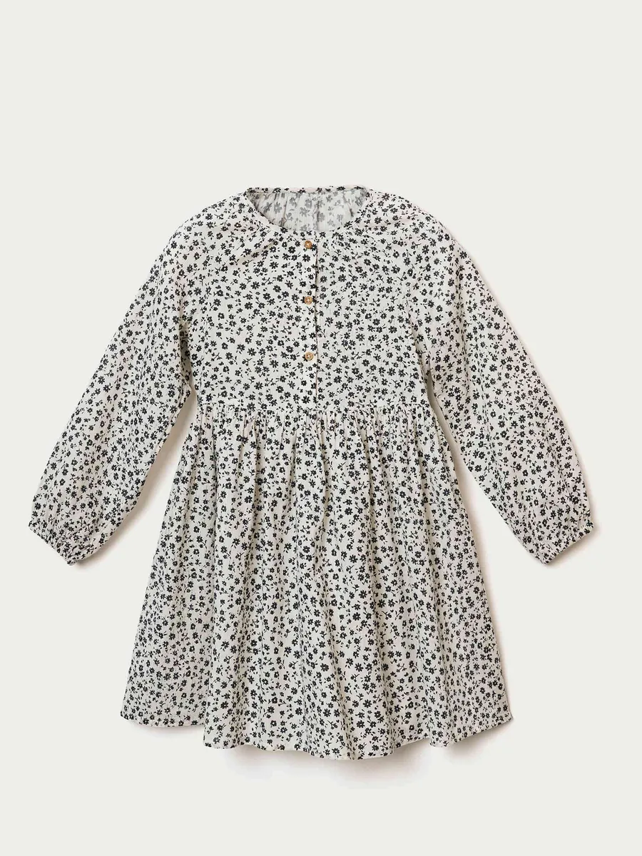 Hering Kids, Vestido Infantil Manga Longa Estampado - Off white
