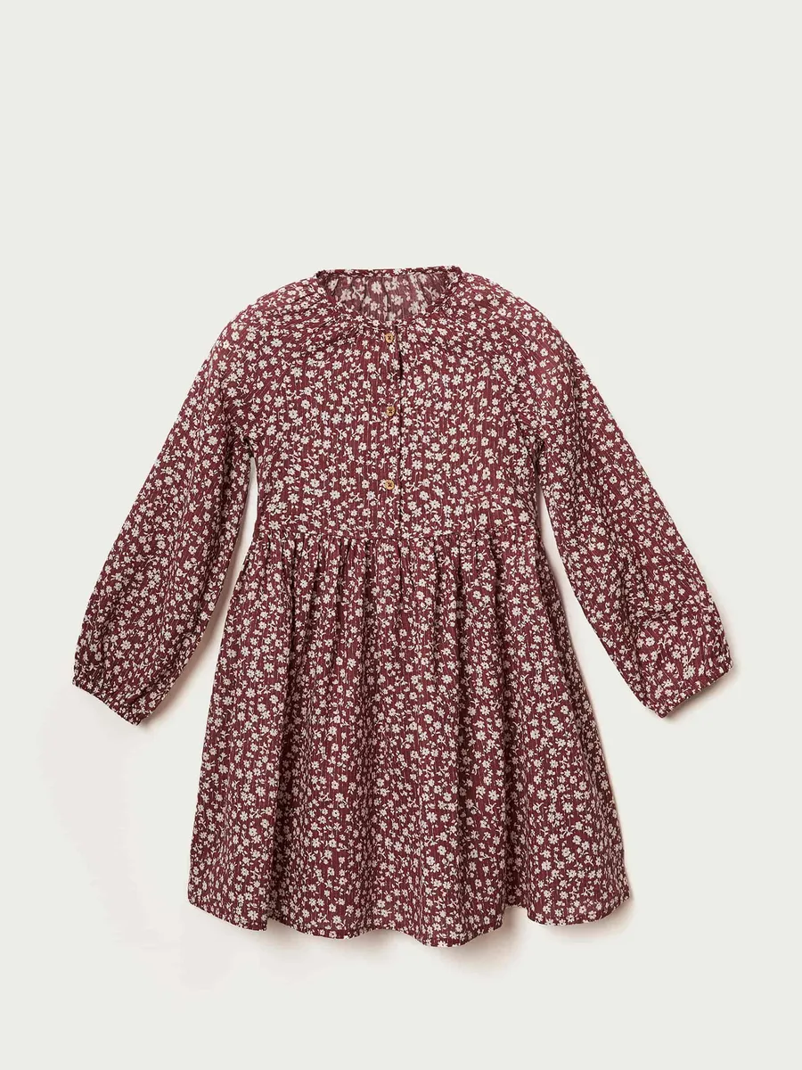 Hering Kids, Vestido Infantil Manga Longa Estampado - Vermelho