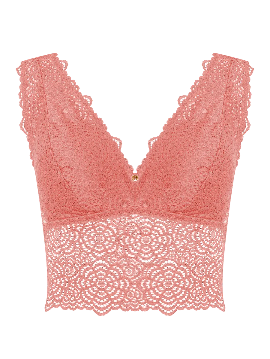 Hope, Sutiã Top Triângulo Alongado Em Renda Rosa Dust