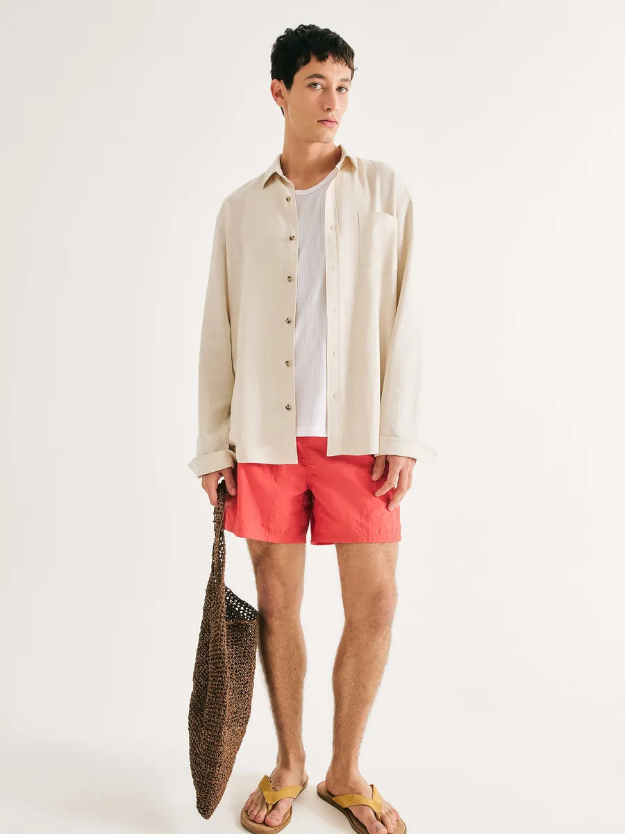 Hering Adulto, Shorts De Banho Masculino Texturizado - Vermelho