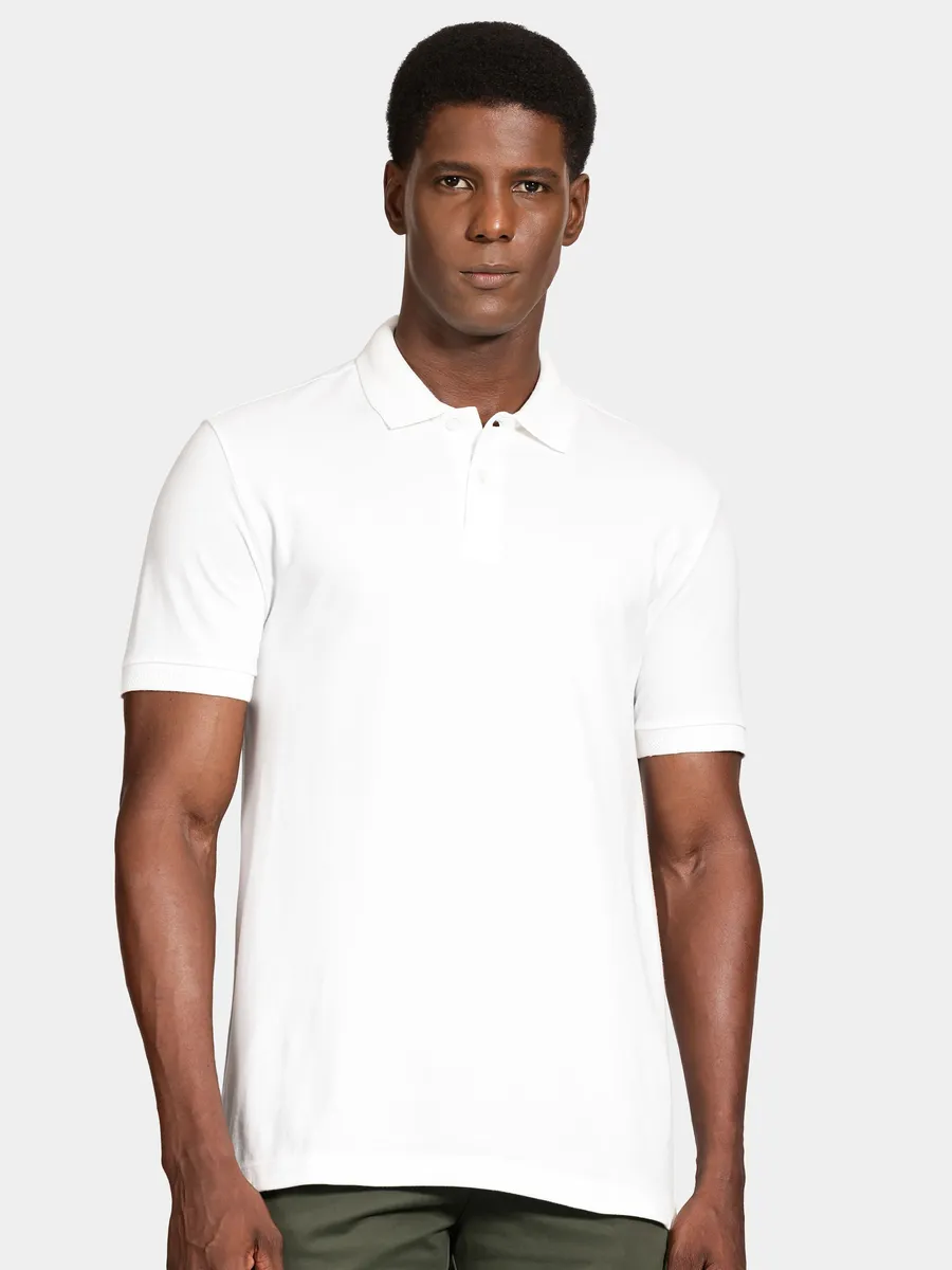Aramis, Polo Manga Curta Gola Jacquard Off White
