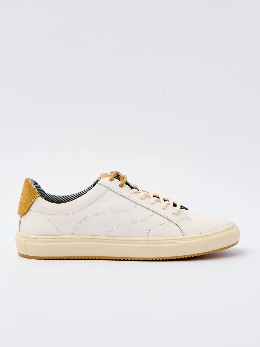 Mr. Cat, TÊNIS COURO DETALHE PESPONTO OFF WHITE