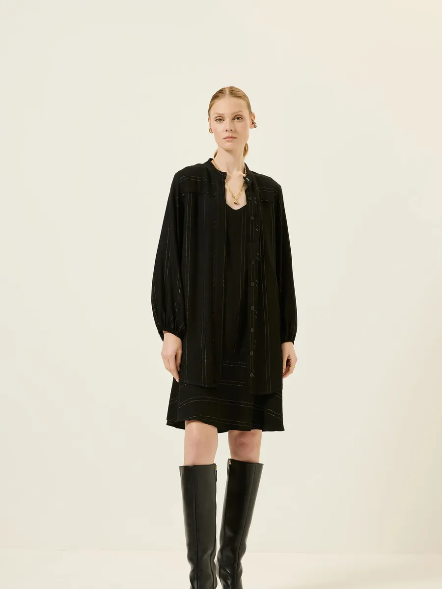 Lucidez, Vestido lurex listra sobreposição preto