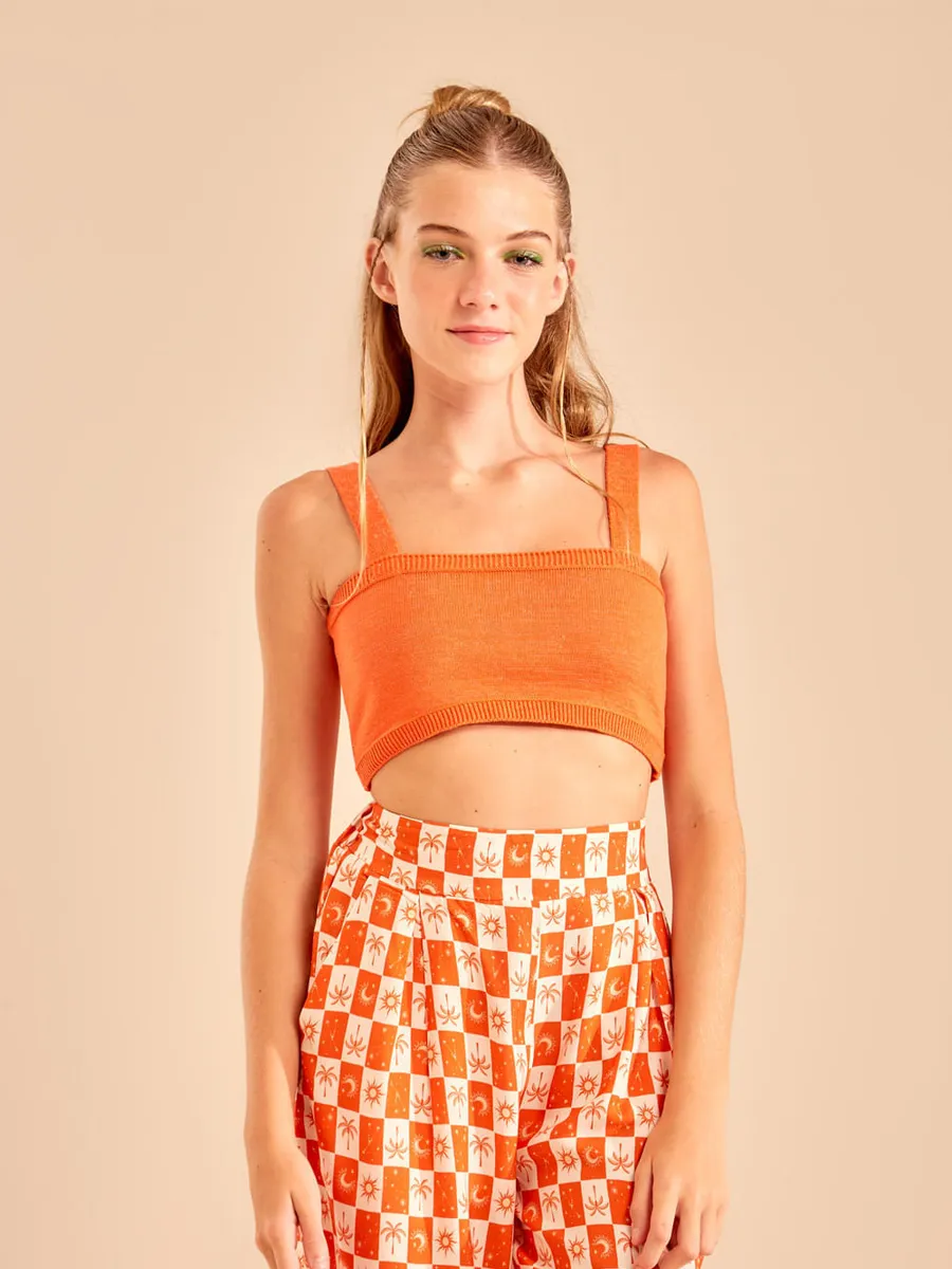 Yoboh, Cropped Tricot Reto - Pessego Gold