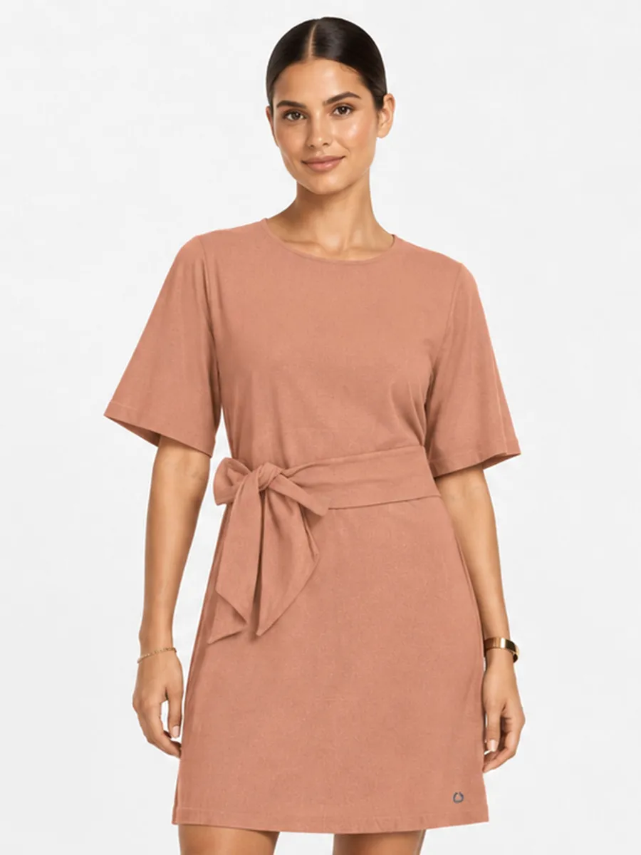 Rovitex, Vestido Curto Feminino Com Cinto Endless Marrom