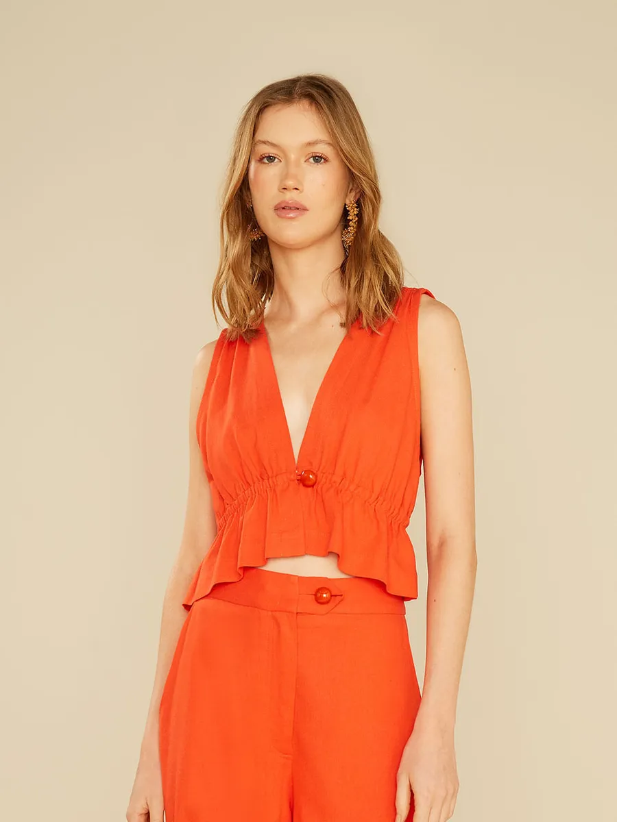 Oh,Boy, Blusa Linho C/ Botão - Vermelho Gitano