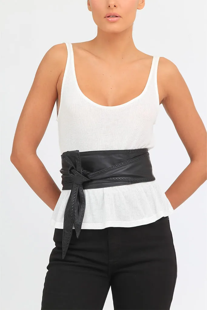 Carol Bassi, Cinto Couro Adiana Black