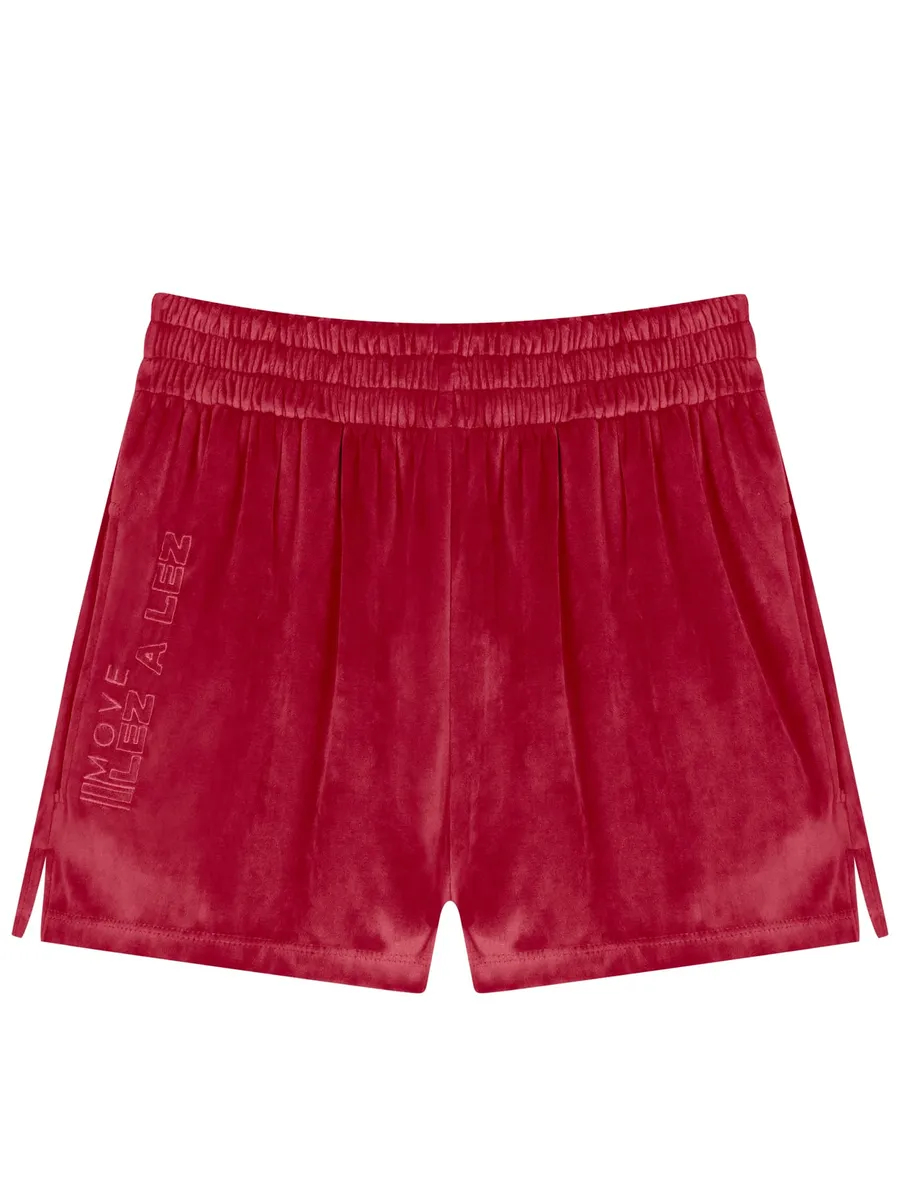 Lez A Lez, Shorts Curto Com Cintura Alta E Cós Elástico Em Plush Move